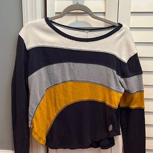 Free People Movement Top | Blue and Yellow Long Sleeve Top